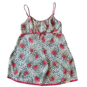 Animal Print Red Roses Semi Sheer Slip Dress